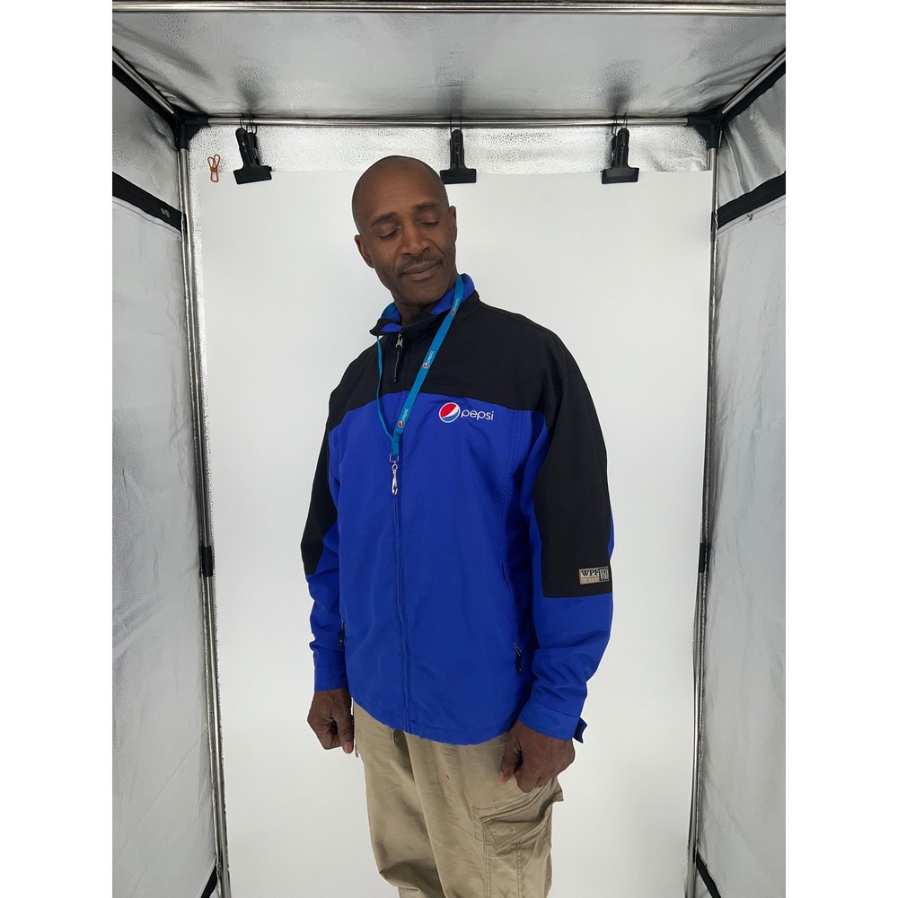 Vintage Pepsi Windbreaker Jacket,  Mens XL , Blue Black Full‎ Zip Nylon